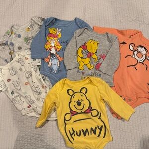 Disney Winnie the Pooh Bodysuit Collection - Yellow, Gray, Blue, Orange